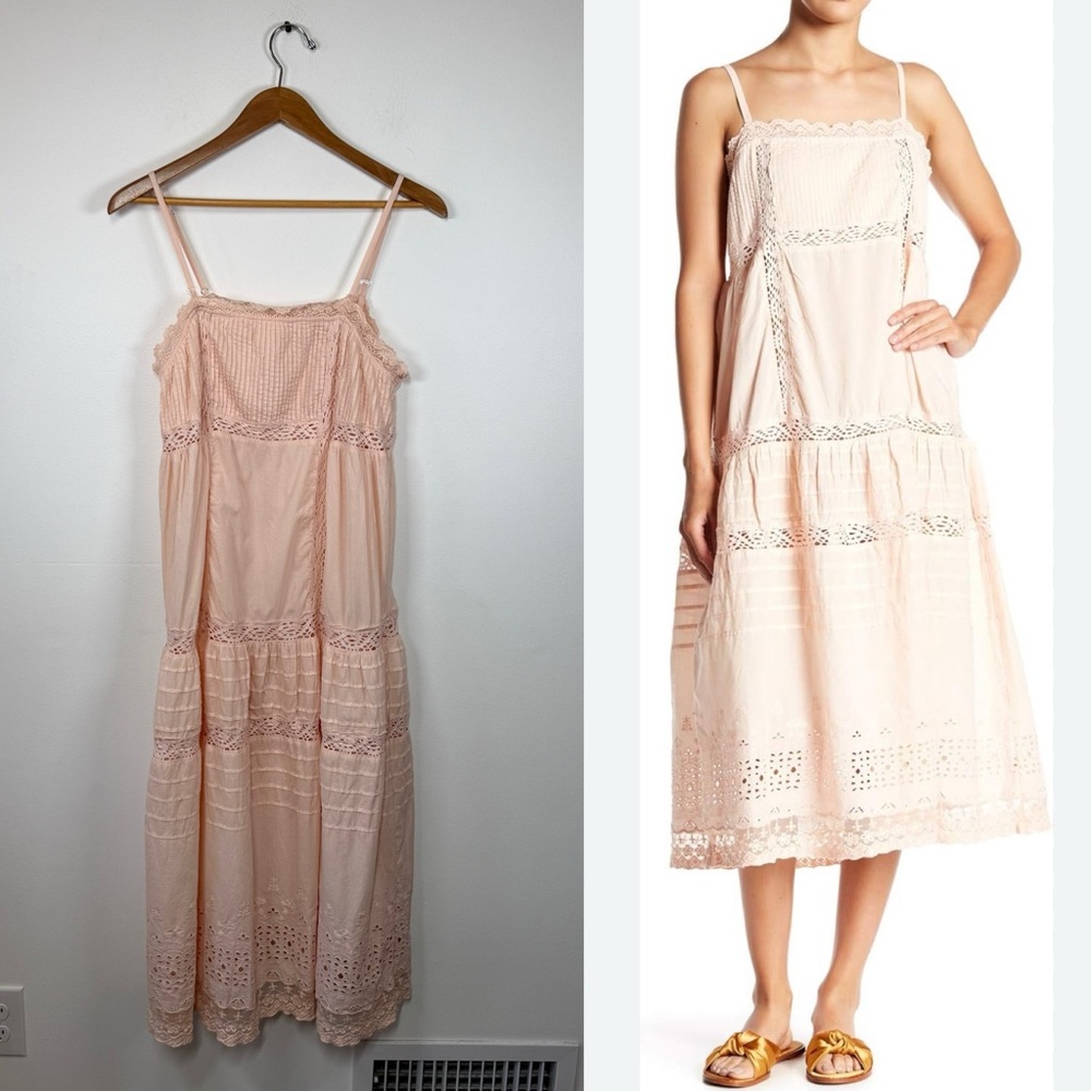 Free People This Is It‎ Peach Cotton Lace Dress